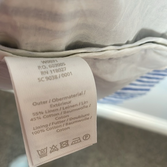 Boden blue & white striped Pom Pom linen blend tunic dress w/pockets size 14 - Picture 8 of 9